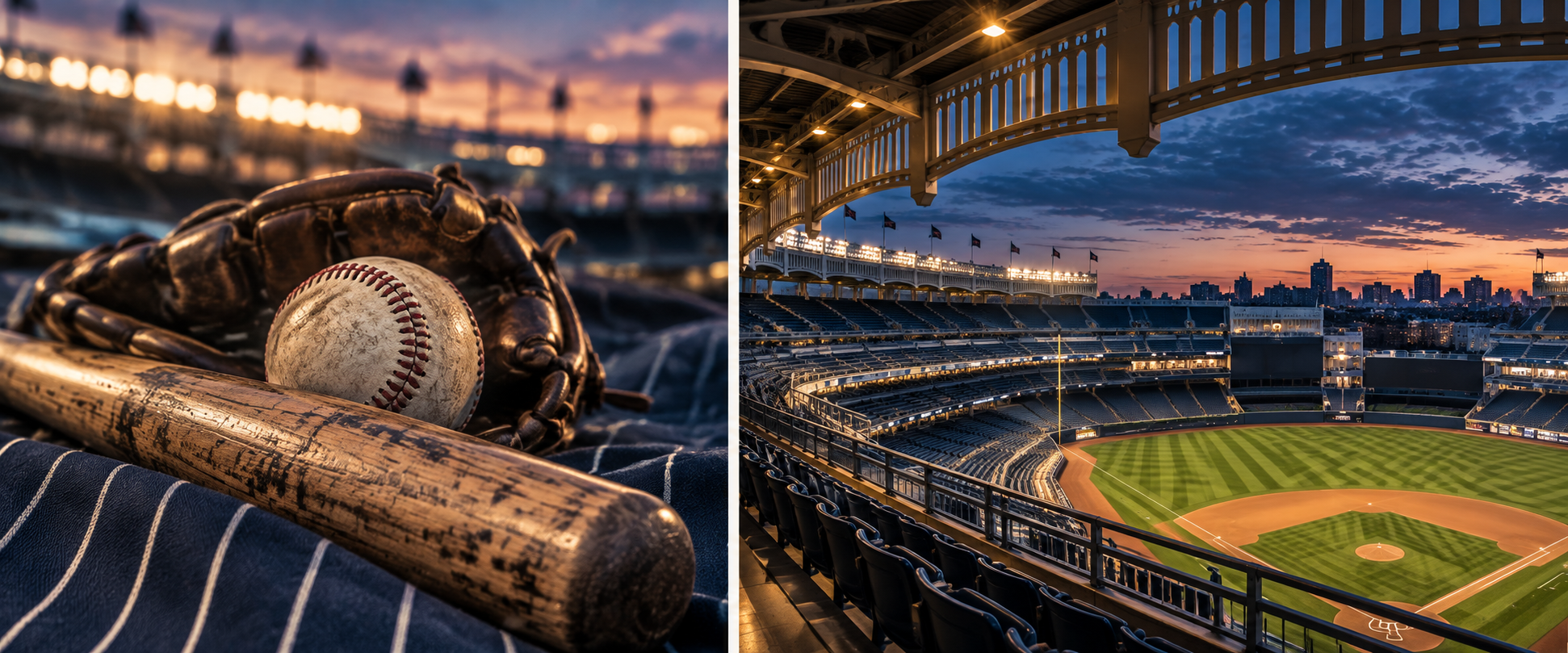 Originalillustration av baseball och stadion under Ruth-eran